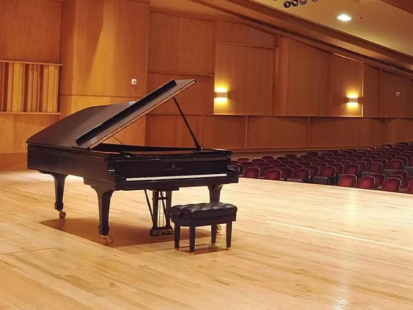 Grand piano in Grusin Hall