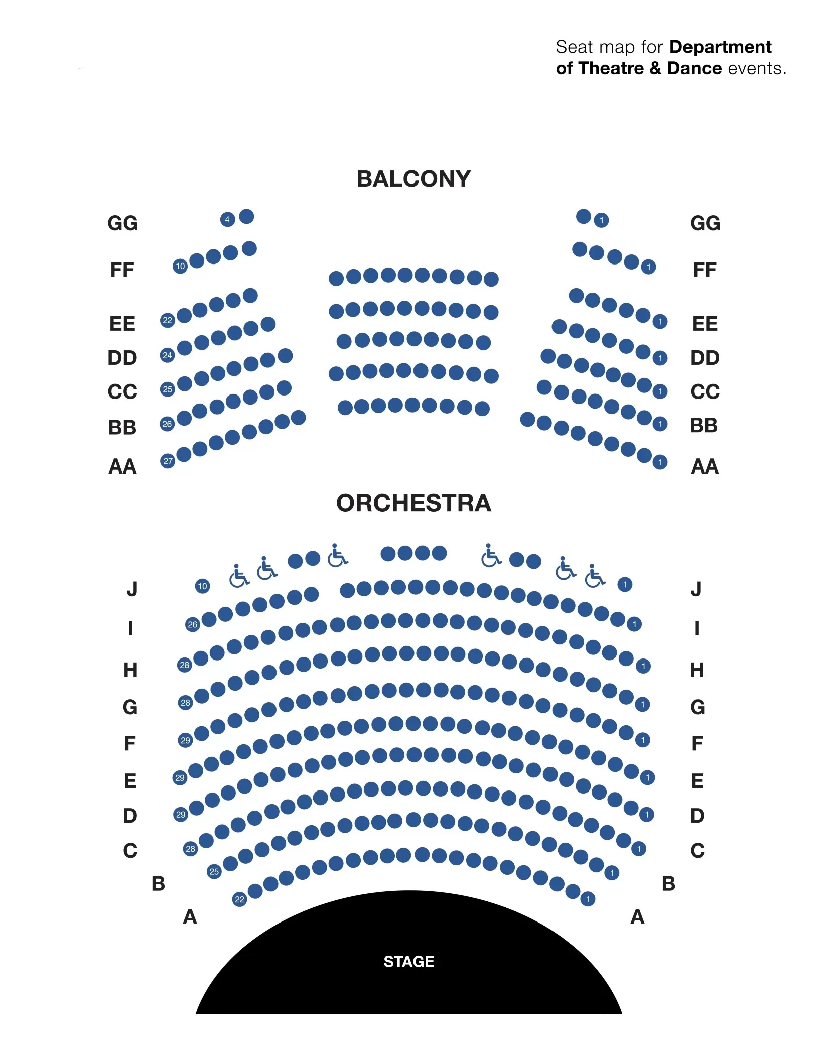 Roe Green Theatre (Indoors) seating chart